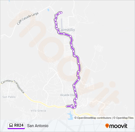 Mapa de R824 de autobús