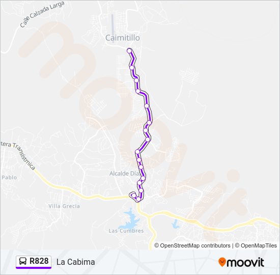 Mapa de R828 de autobús