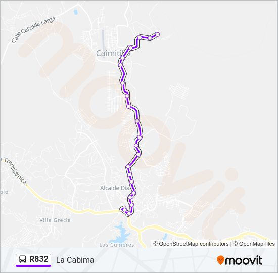 Mapa de R832 de autobús