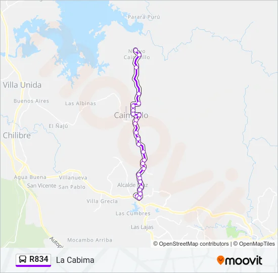 R834 Bus Line Map