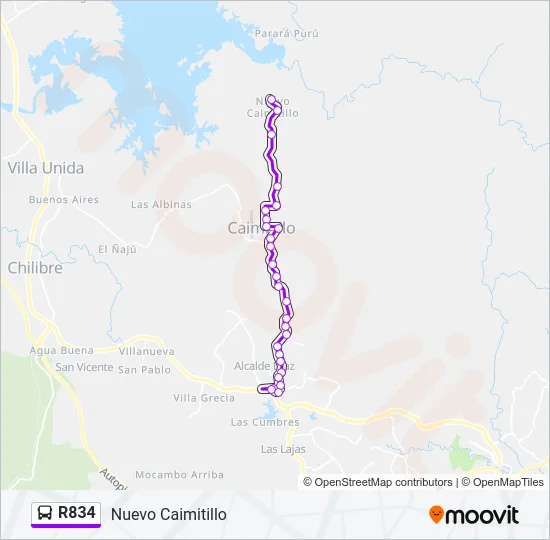 R834 Bus Line Map
