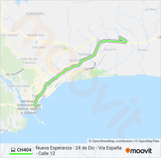 Mapa de CH404 de autobús