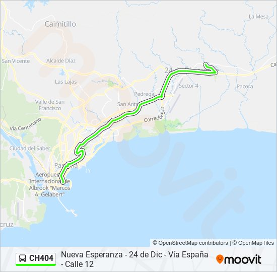 Mapa de CH404 de autobús