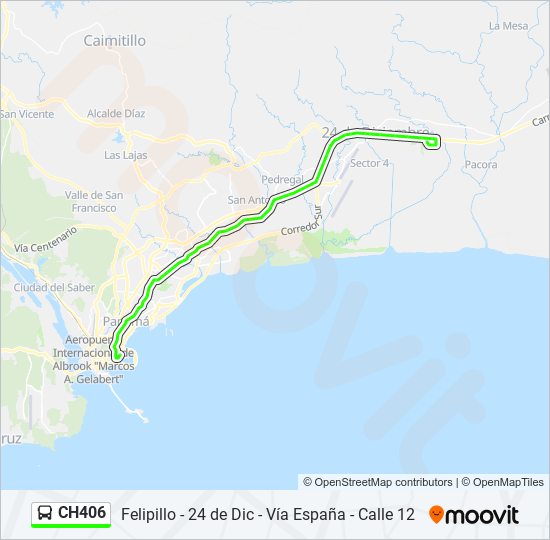 Mapa de CH406 de autobús