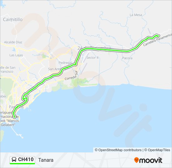 Mapa de CH410 de autobús