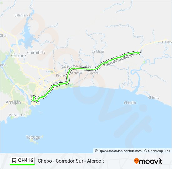 Mapa de CH416 de autobús