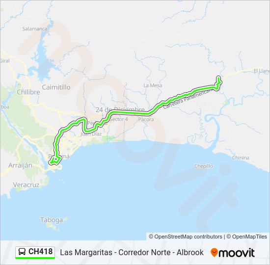 Mapa de CH418 de autobús