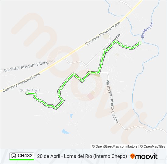 Mapa de CH432 de autobús