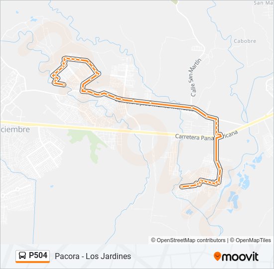 Mapa de P504 de autobús