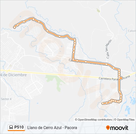 Mapa de P510 de autobús