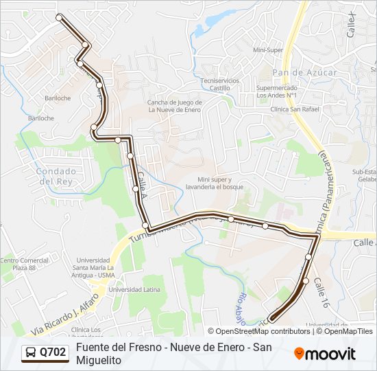 Mapa de Q702 de autobús