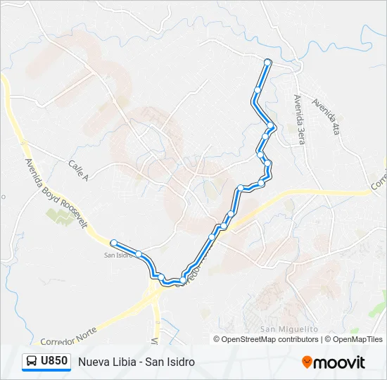 U850 Bus Line Map