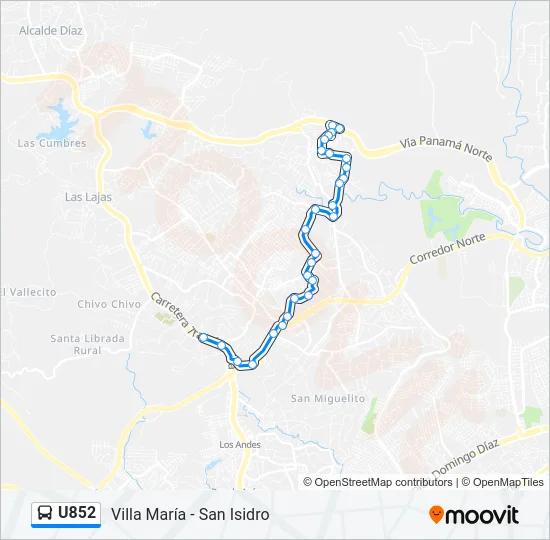 U852 Bus Line Map
