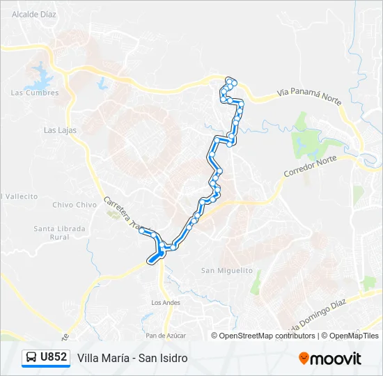 U852 Bus Line Map