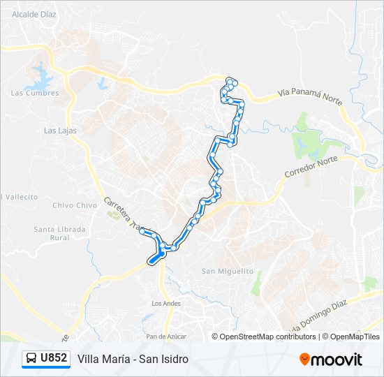 U852 bus Line Map