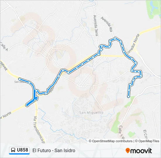 U858 Bus Line Map