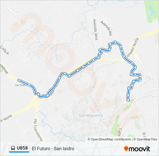 U858 Bus Line Map