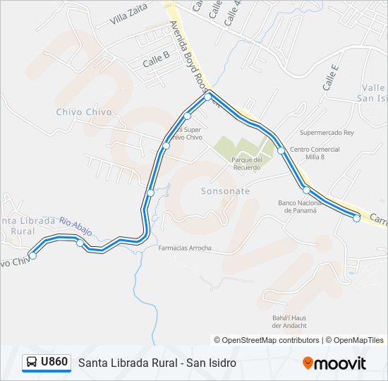 U860 bus Line Map