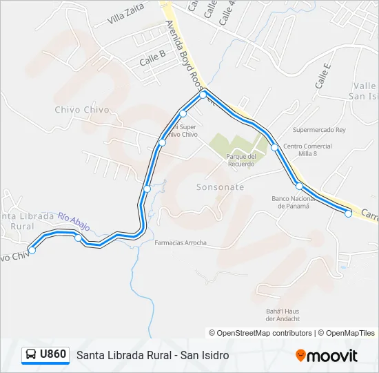 U860 Bus Line Map