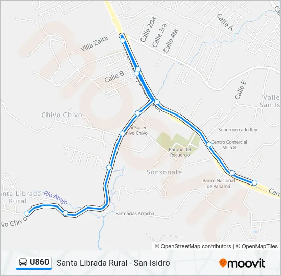 U860 Bus Line Map