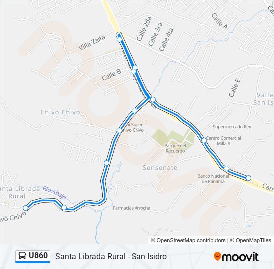 U860 bus Line Map