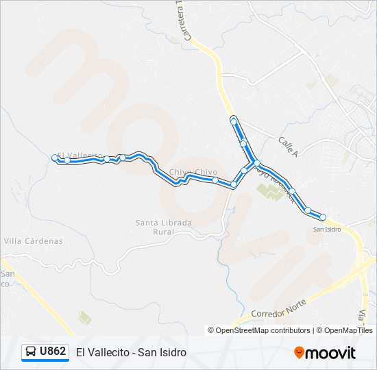 Mapa de U862 de autobús