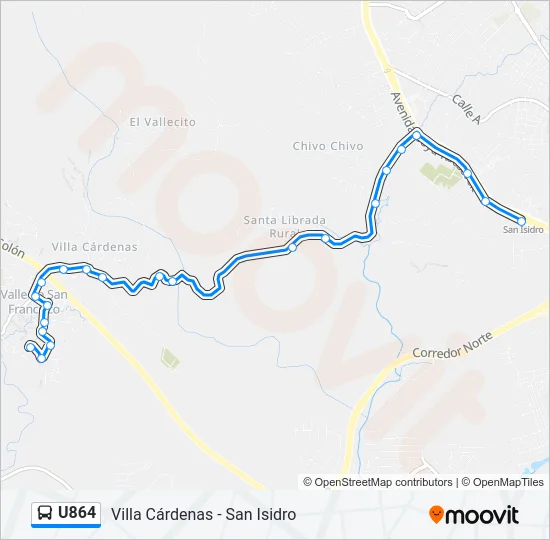 U864 Bus Line Map