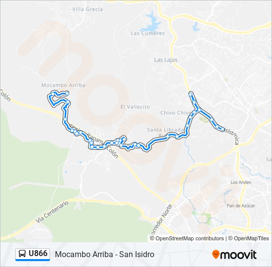 Mapa de U866 de autobús