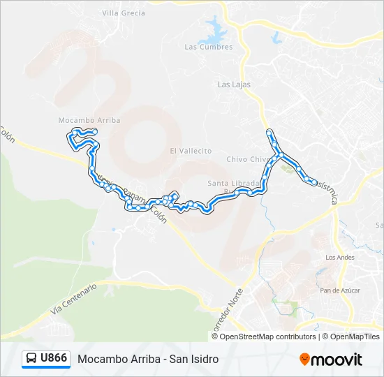 U866 Bus Line Map
