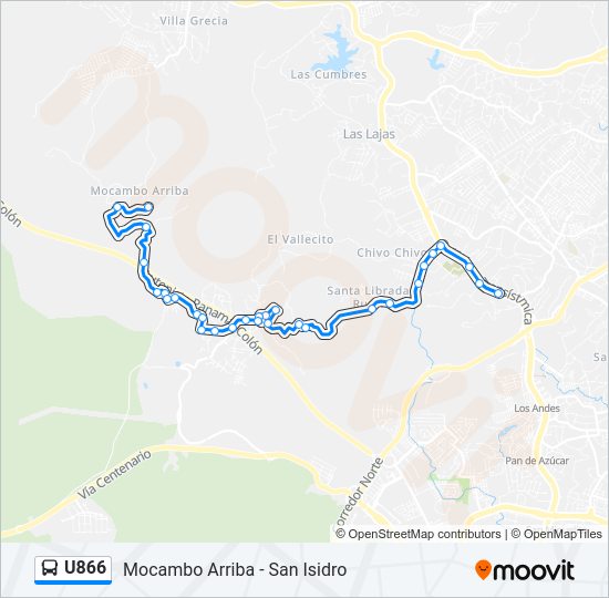 Mapa de U866 de autobús
