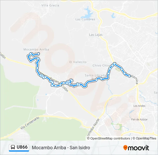 U866 Bus Line Map