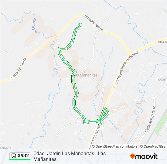 Mapa de X932 de autobús