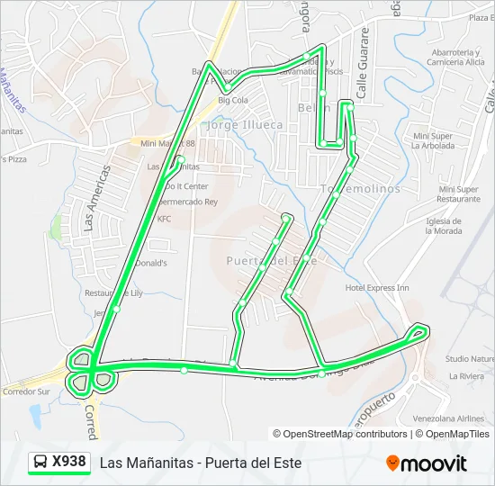 X938 Bus Line Map