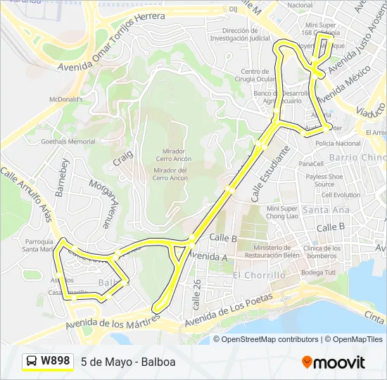 W898 Bus Line Map