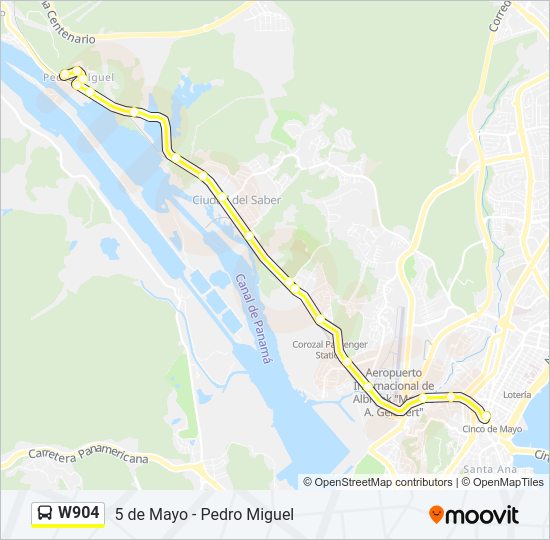 Mapa de W904 de autobús