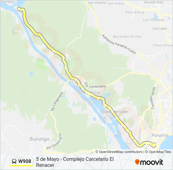 W908 Bus Line Map