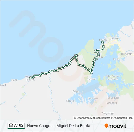 A102 Bus Line Map
