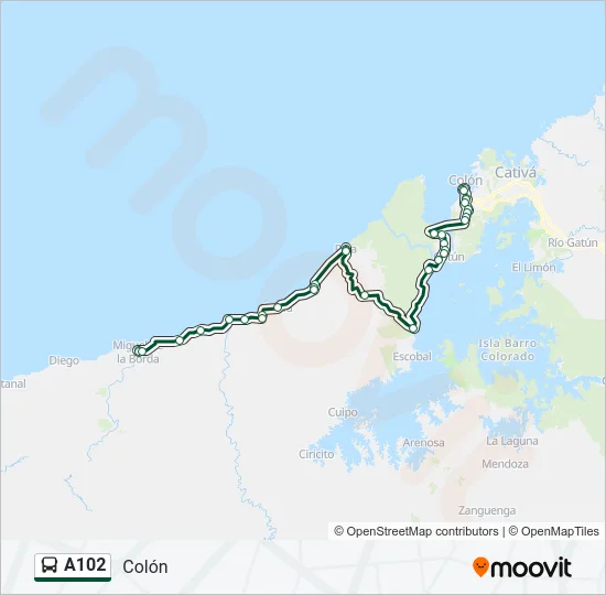 A102 Bus Line Map