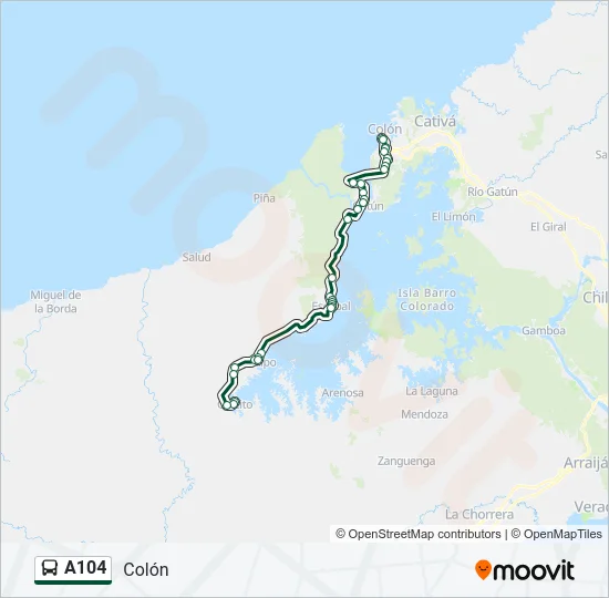 A104 Bus Line Map