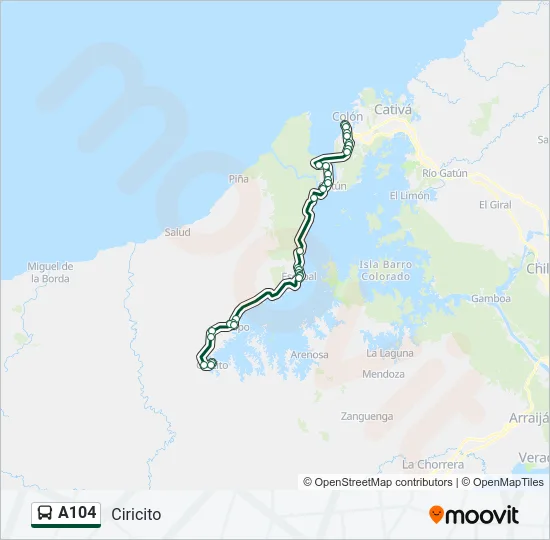 A104 Bus Line Map