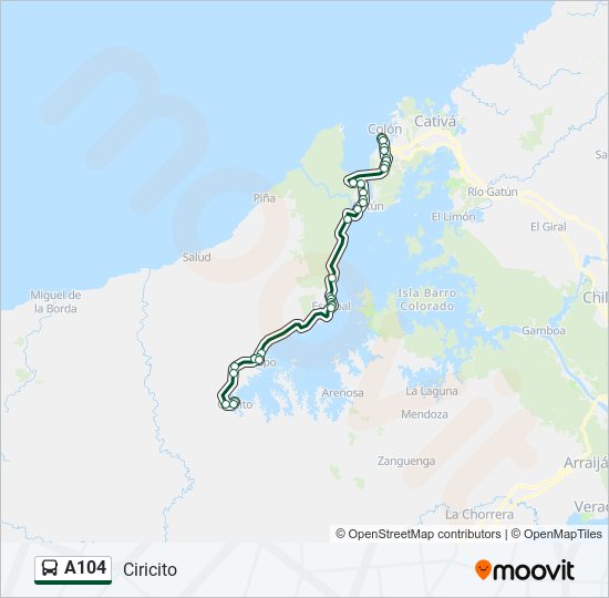 A104 bus Line Map