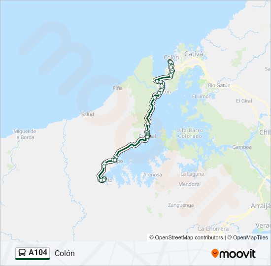 Mapa de A104 de autobús