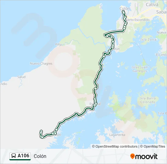 A106 Bus Line Map