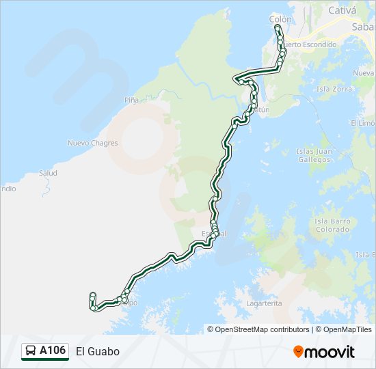 A106 bus Line Map