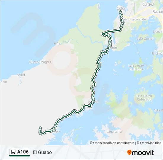 A106 Bus Line Map