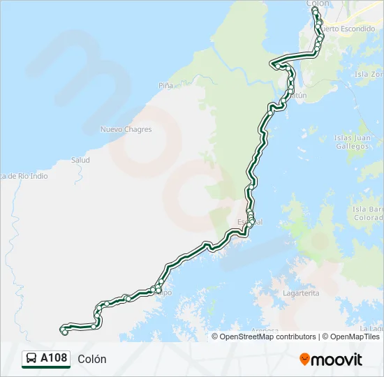 A108 Bus Line Map