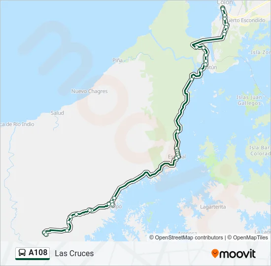 A108 Bus Line Map