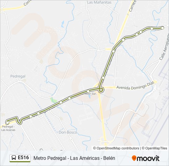 E516 bus Line Map