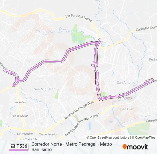 T536 Bus Line Map
