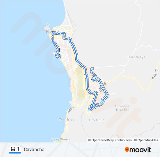 Mapa de 1 de autobús